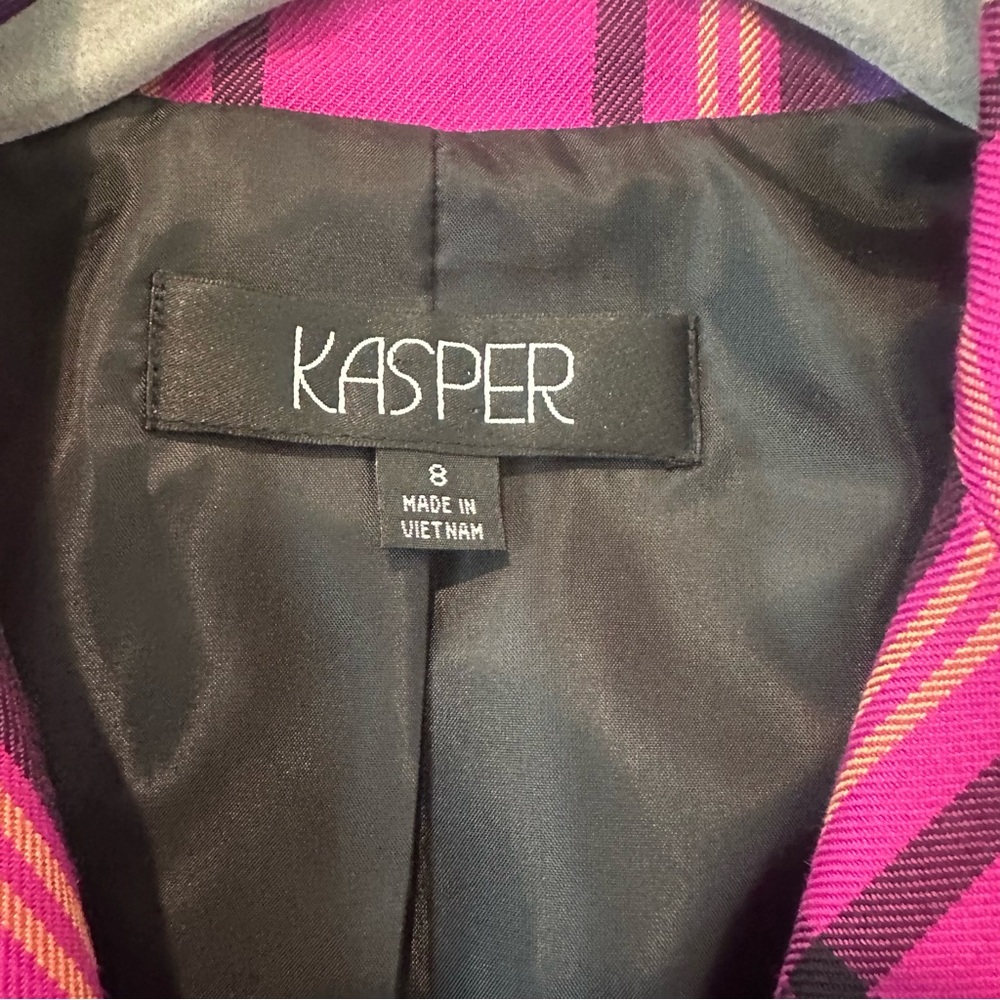 Kasper Pink Purple Plaid Blazer Womens L Y2K Preppy Clueless Style Jacket Size 8 - Picture 3 of 6